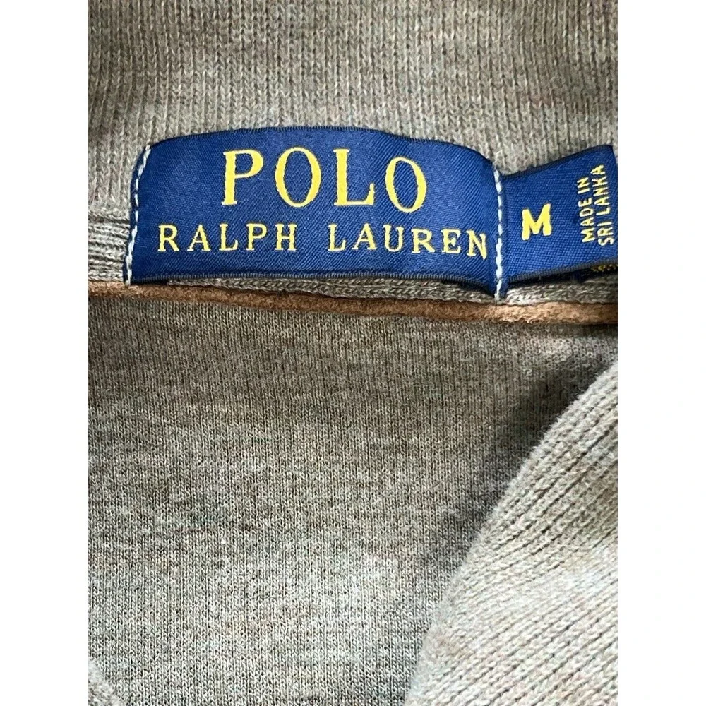 Polo Ralph Lauren Shawl Collar Sweater Sage Green Preppy Elbow Patch Size Medium